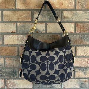 Coach Black and Blue Signature Hobo Bag